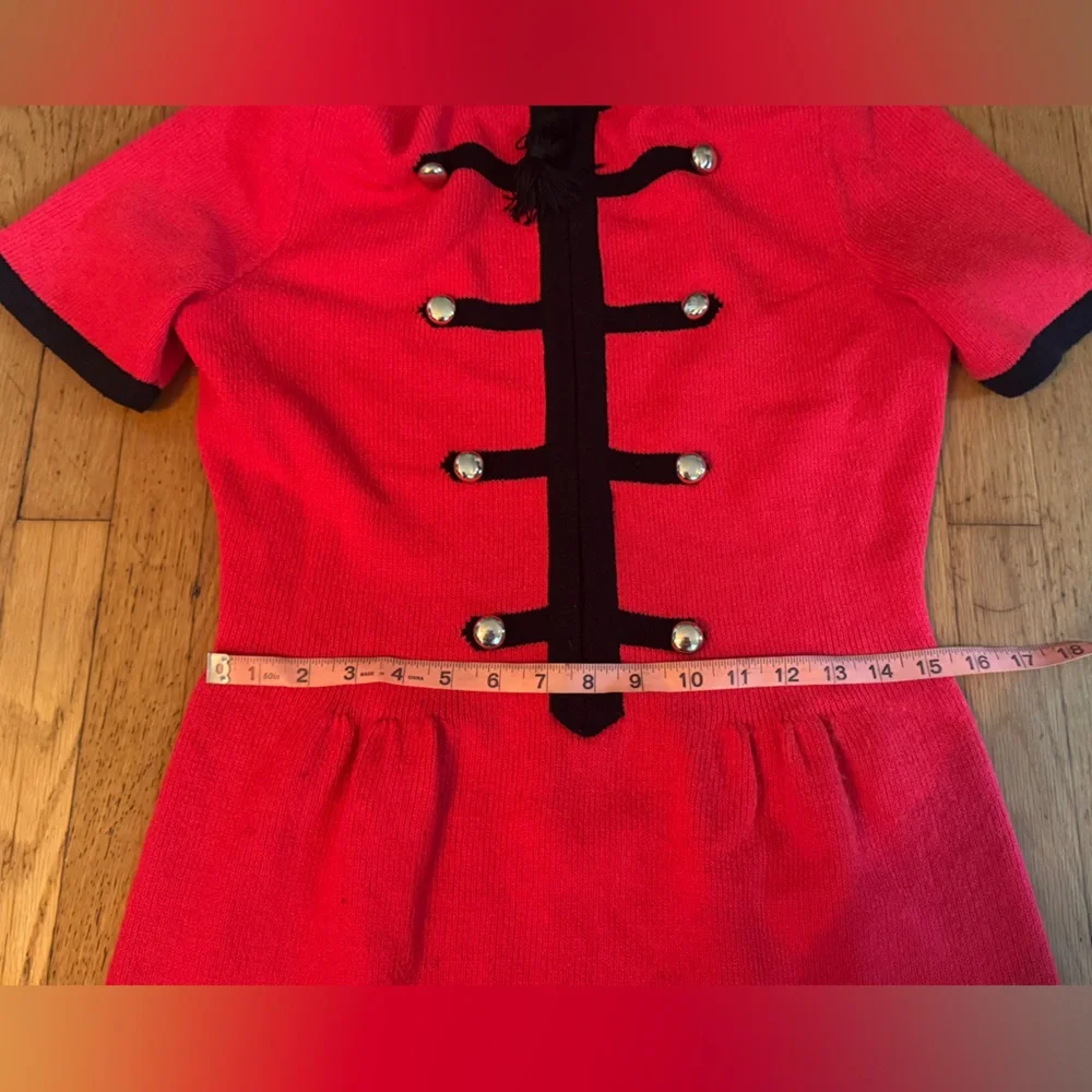 80s Vintage Red Knit Mini Dress - Picture 4 of 7